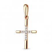 Подвески из комбинированного золота Крестик из золота с бриллиантом