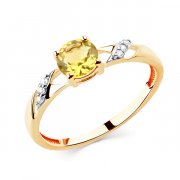 Кольца с цветными камнями Алмаз-Холдинг Кольцо классическое из золота с цитрином