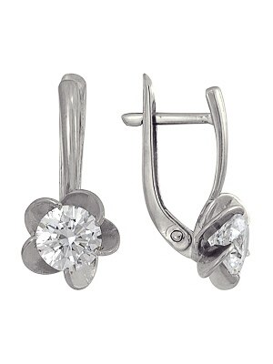 Серьги классические из серебра с фианитами Swarovski