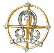 Подвески-знак зодиака Подвеска из золота Знак зодиака — Весы с фианитом