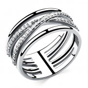  Кольцо классическое из серебра с фианитом