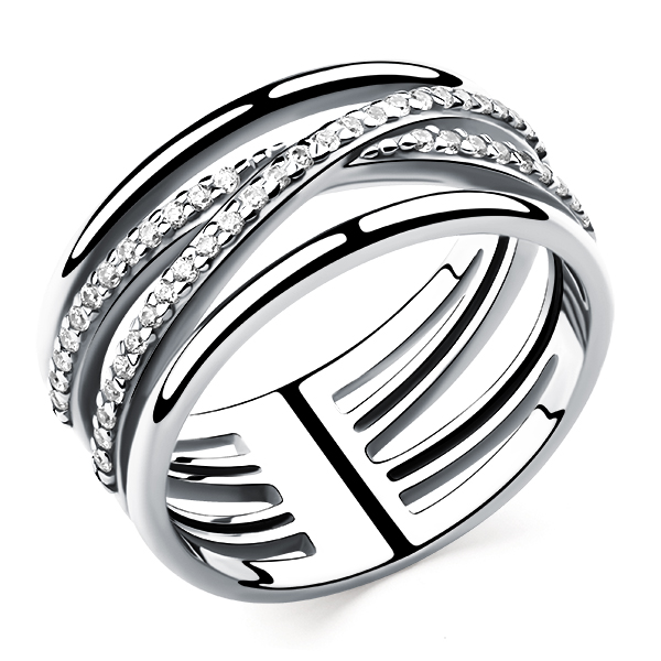 Кольцо классическое из серебра с фианитом