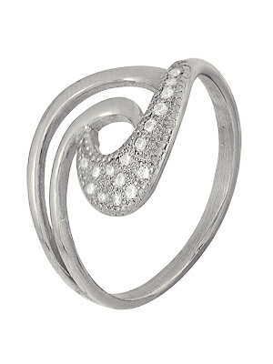Кольцо классическое из серебра c фианитами