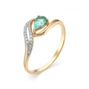 Кольца для женщин Алмаз-Холдинг Кольцо классическое из золота с изумрудом и бриллиантами