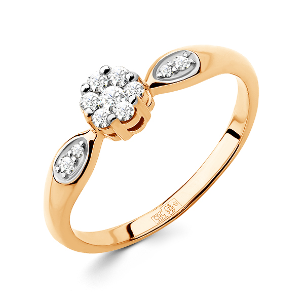 Кольцо классическое из золота c бриллиантами