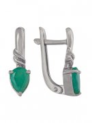 Серьги из серебра Серьги классические из серебра с изумрудами