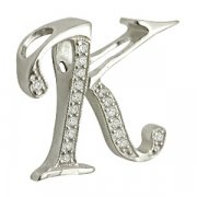 Подвески-буквы Подвеска буква "К" из серебра с фианитами