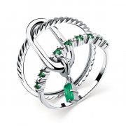 Кольца для женщин Алмаз-Холдинг Кольцо Двойное из серебра с наноизумрудом