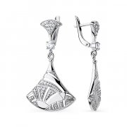  Серьги классические из серебра с фианитами