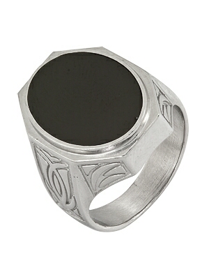 Кольцо печатка из серебра с фианитом