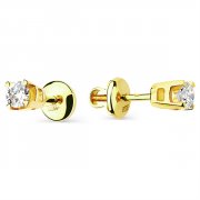 Серьги из красного золота Серьги классические из золота с бриллиантом