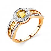 Кольца с цветными камнями Алмаз-Холдинг Кольцо классическое из золота с цитринами и фианитами