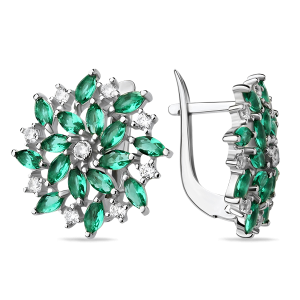 Серьги классические из серебра с фианитом