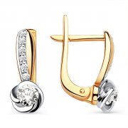 Серьги из красного золота Серьги классические из золота с бриллиантом