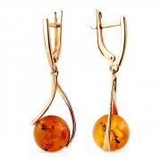Серьги Серьги классические из золота с янтарьём