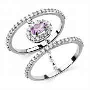 Широкие кольца Алмаз-Холдинг Кольцо классическое из серебра с аметистом