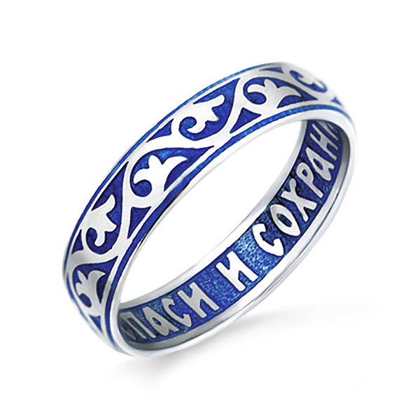 Кольцо православное из серебра с эмалью