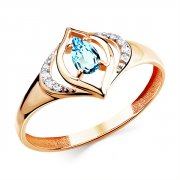 Широкие кольца Алмаз-Холдинг Кольцо классическое из золота с топазом swiss