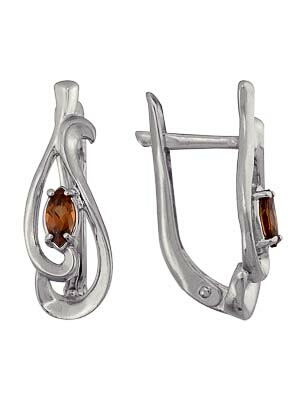 Серьги классические из серебра с гранатами