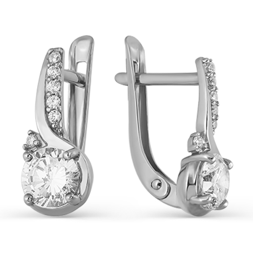 Серьги классические из серебра с фианитами