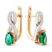 Серьги из красного золота Серьги классические из золота с бриллиантом
