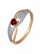  Кольцо классическое из золота c рубином и бриллиантами