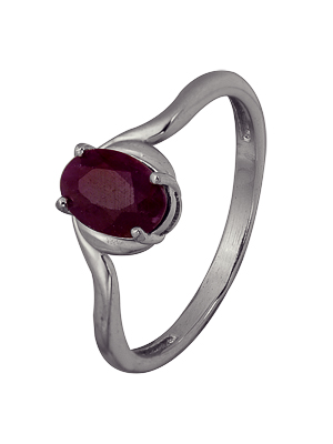 Кольцо классическое из серебра c рубином