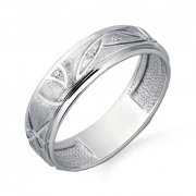 Кольца для мужчин Алмаз-Холдинг Обручальное кольцо из серебра с фианитом