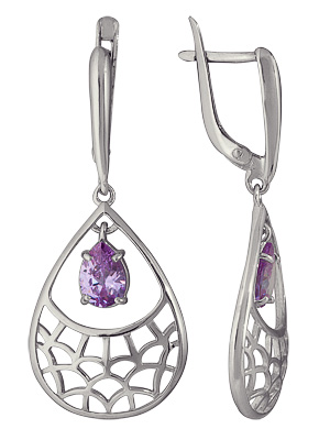 Серьги классические из серебра с фианитами