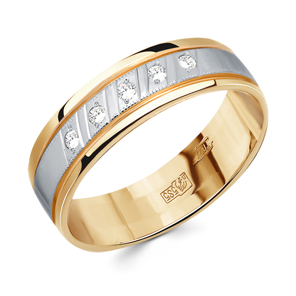 Кольцо обручальное из золота с фианитом