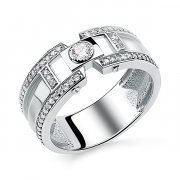 Кольца для мужчин Алмаз-Холдинг Кольцо классическое из серебра с фианитом