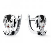 Серьги из серебра Серьги детские из серебра с эмалью