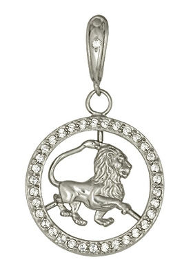 Подвеска из серебра Знак зодиака — Лев с фианитом