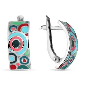 Серьги классические из серебра с эмалью