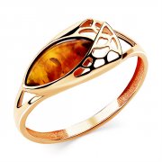 Широкие кольца Алмаз-Холдинг Кольцо классическое из золота с янтарём