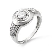Кольца для мужчин Алмаз-Холдинг Кольцо классическое из серебра c фианитами