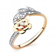 Кольца Кольцо классическое из золота с фианитом
