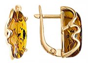 Серьги Серьги классические из золота с янтарём