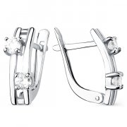  Серьги классические из серебра с фианитом