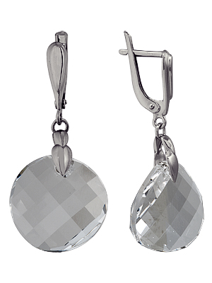 Серьги классические из серебра с кристаллами Swarovski