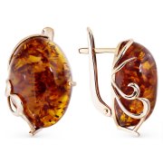 Серьги Серьги классические из золота с янтарём