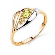 Кольца с цветными камнями Алмаз-Холдинг Кольцо классическое из золота с хризолитом