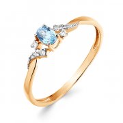 Тонкие кольца Алмаз-Холдинг Кольцо из золота с топазом Swiss и фианитами