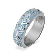 Кольца с эмалью Алмаз-Холдинг Кольцо классическое из серебра c эмалью и фианитами