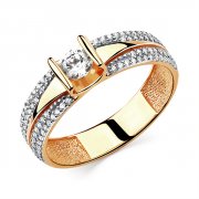 Кольца из комбинированного золота Алмаз-Холдинг Кольцо классическое из золота с фианитом