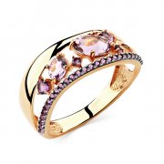 Кольца с цветными камнями Алмаз-Холдинг Кольцо классическое из золота с аметистом