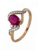 Кольца с рубинами Алмаз-Холдинг Кольцо классическое из золота c рубином и бриллиантами