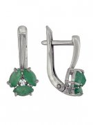 Серьги из серебра Серьги классические из серебра с изумрудом молочным
