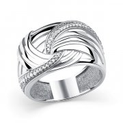  Кольцо классическое из серебра с фианитом