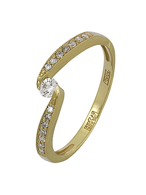 Кольцо классическое из золота c бриллиантами